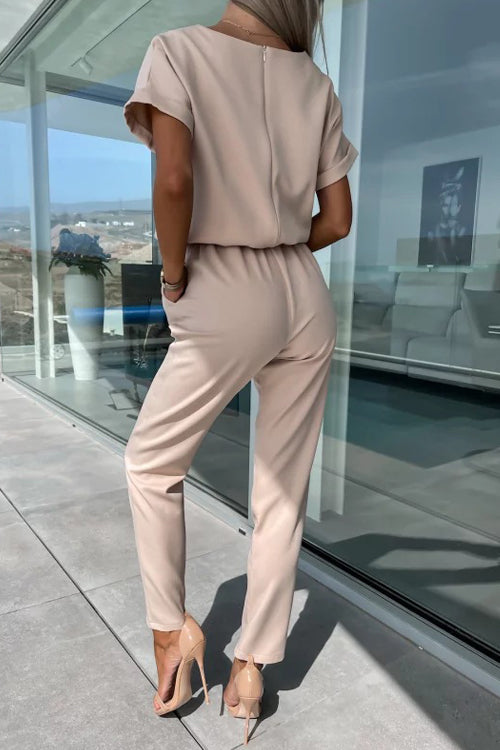 Chique V-Hals Jumpsuit met Riem