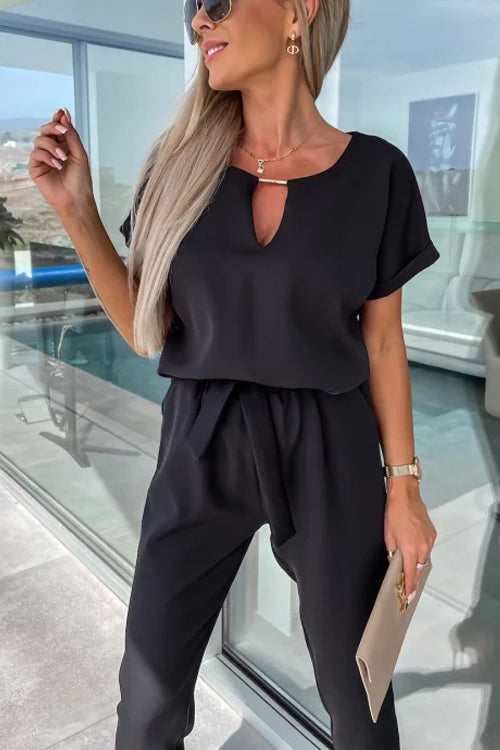 Chique V-Hals Jumpsuit met Riem