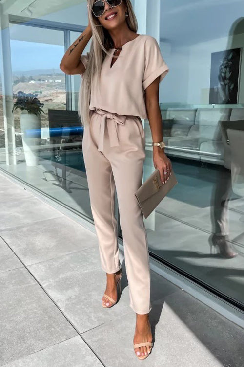 Chique V-Hals Jumpsuit met Riem