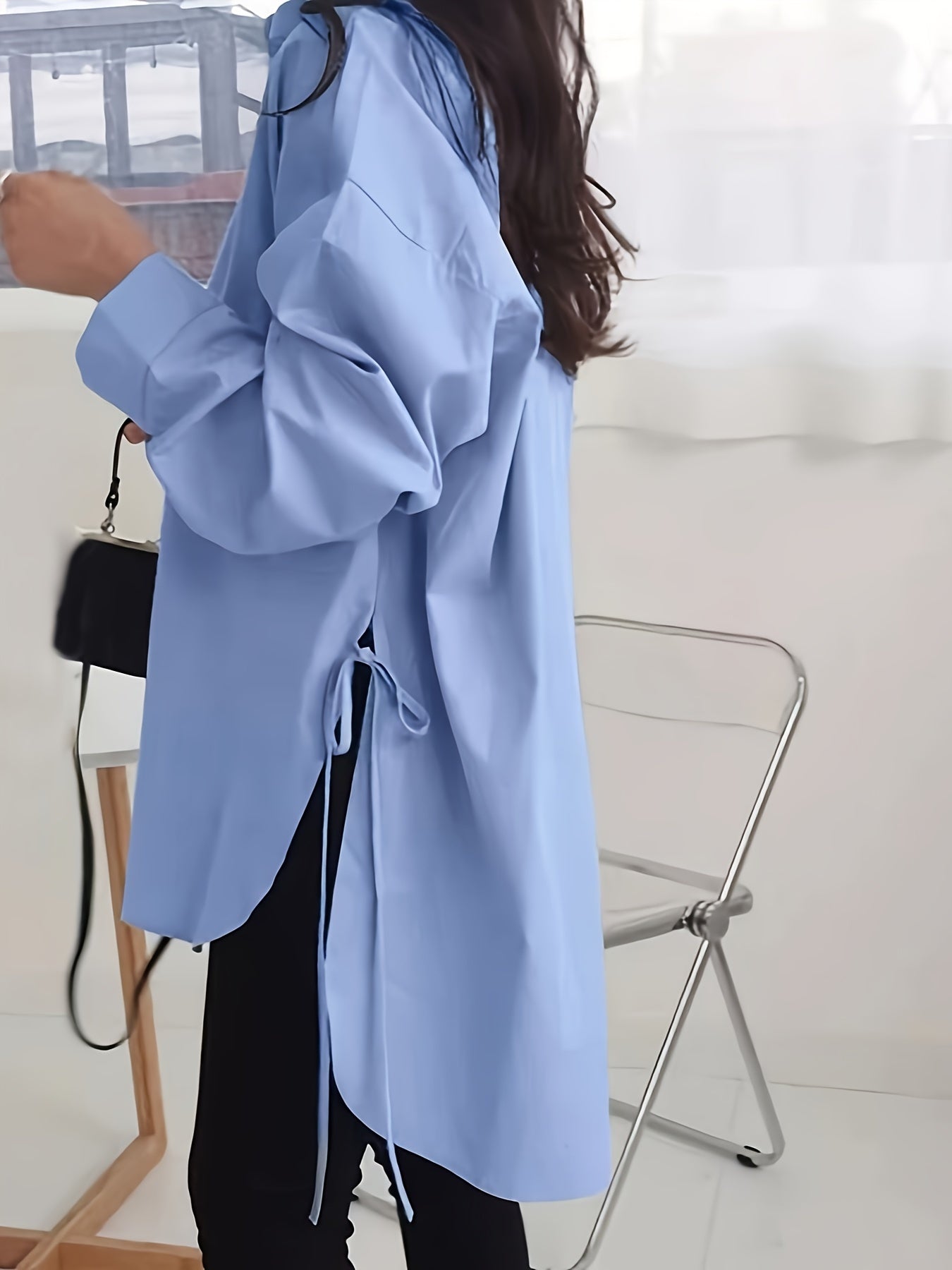 Blauwe Asymmetrische Blouse - Lena