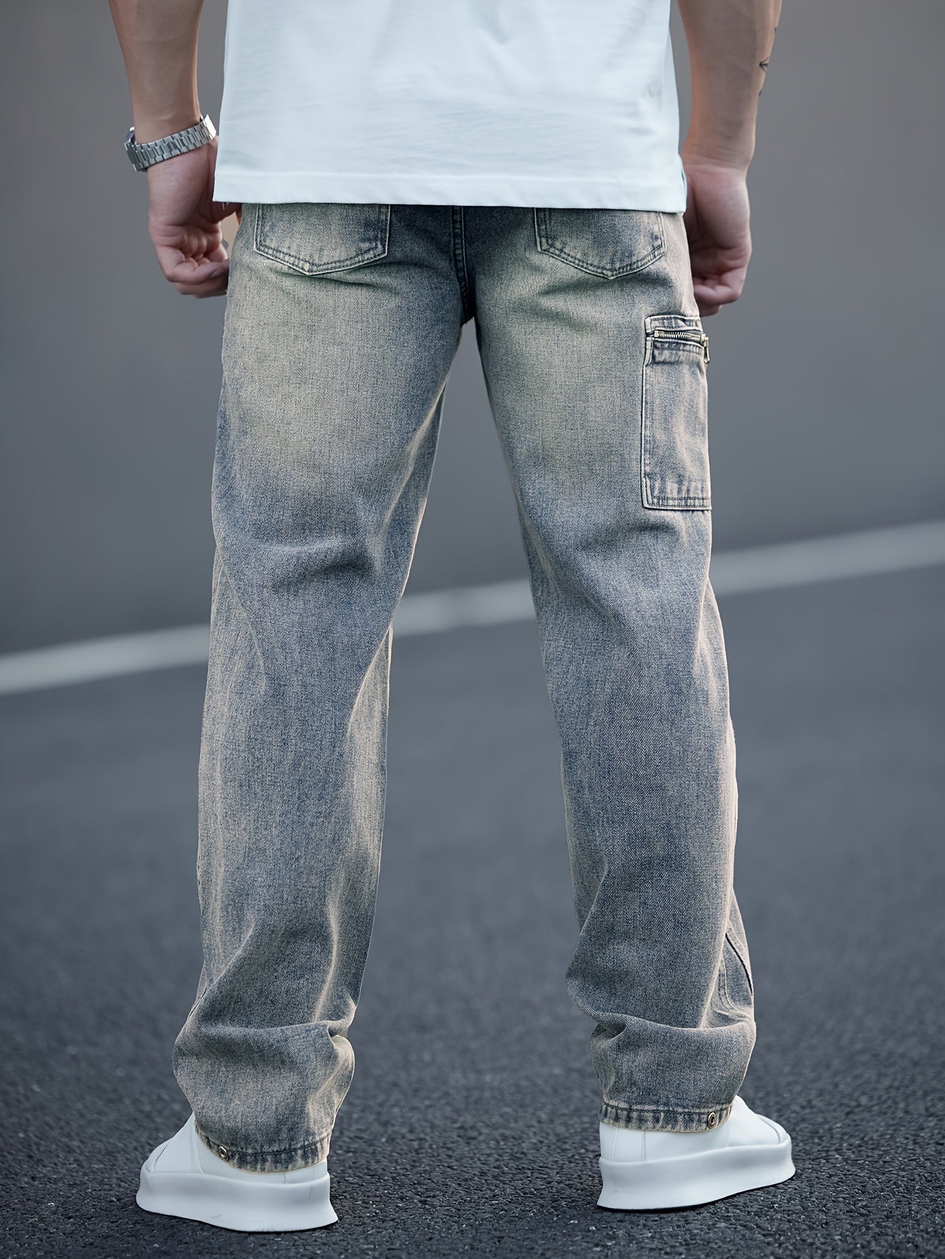 Losse Fit Gescheurde Jeans Helder Staalblauw - Finn