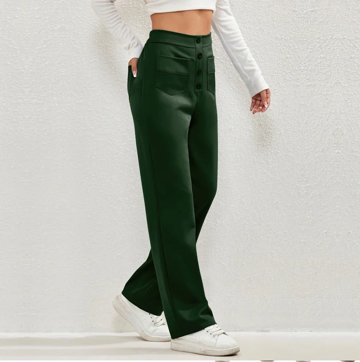 High-Waist Multi-Pocket Straight Casual Broek