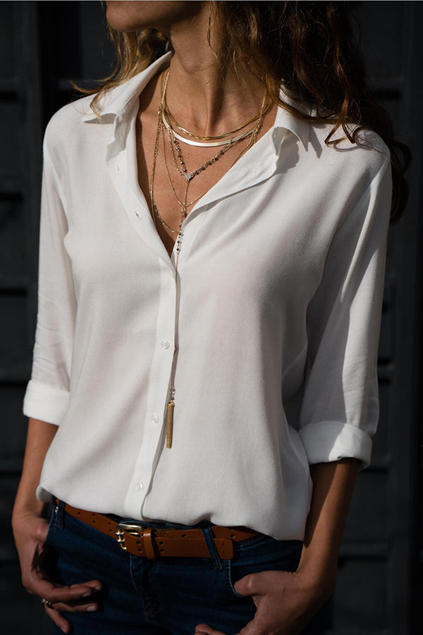 Stijlvolle Casual Polyester Blouse: Lange Mouwen & Losse Pasvorm