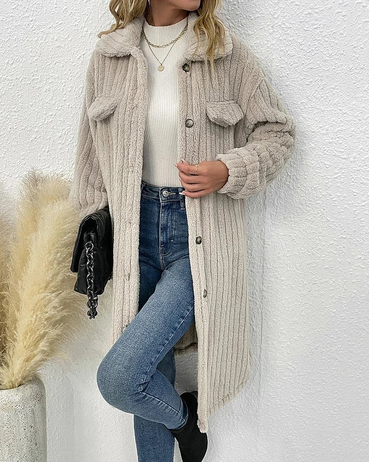 Gezellige Katoenmix Casual Jas - Dik Fleece met Klassieke Shearling Revers