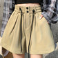 Khaki Hoge Taille Shorts - Naomi