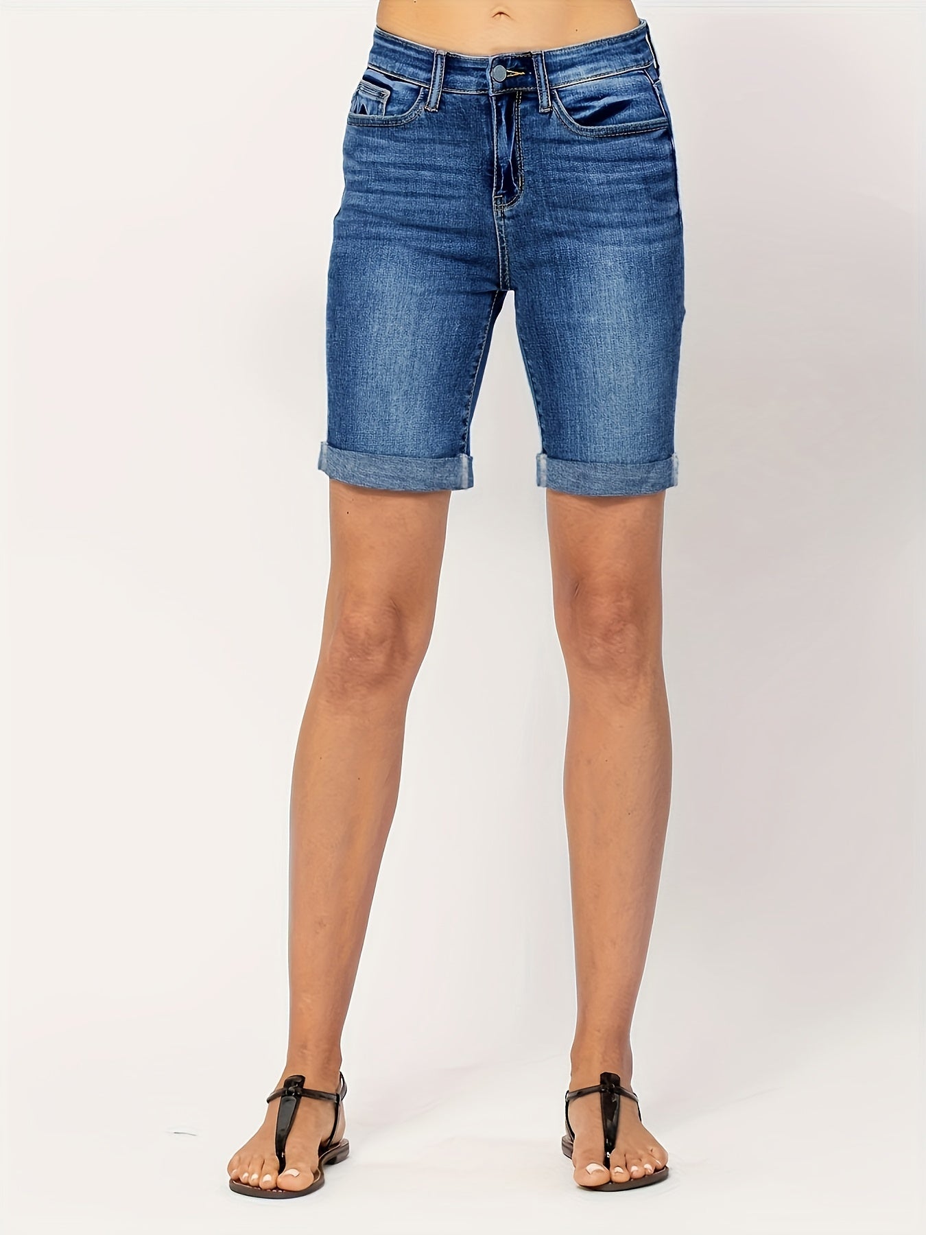 Blauwe Slim Fit Denim Shorts - Eva