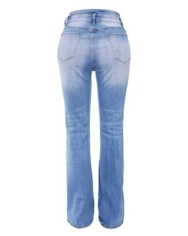 Zoey - Lichtblauwe Denim Broek met Hoge Taille voor een Verleidelijke Look