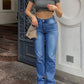 Lichtblauwe Hoge Taille Rechte Jeans - Eva