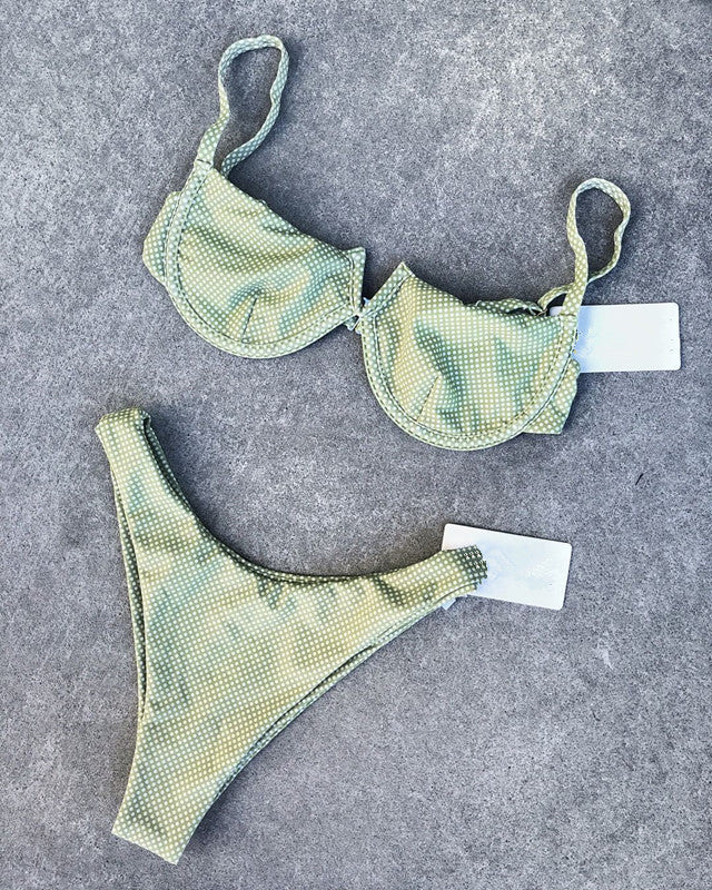 Odilia - Groene Retro Stippen Bikini