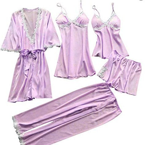 Luxe 5-Delige Ice Silk Pyjamaset