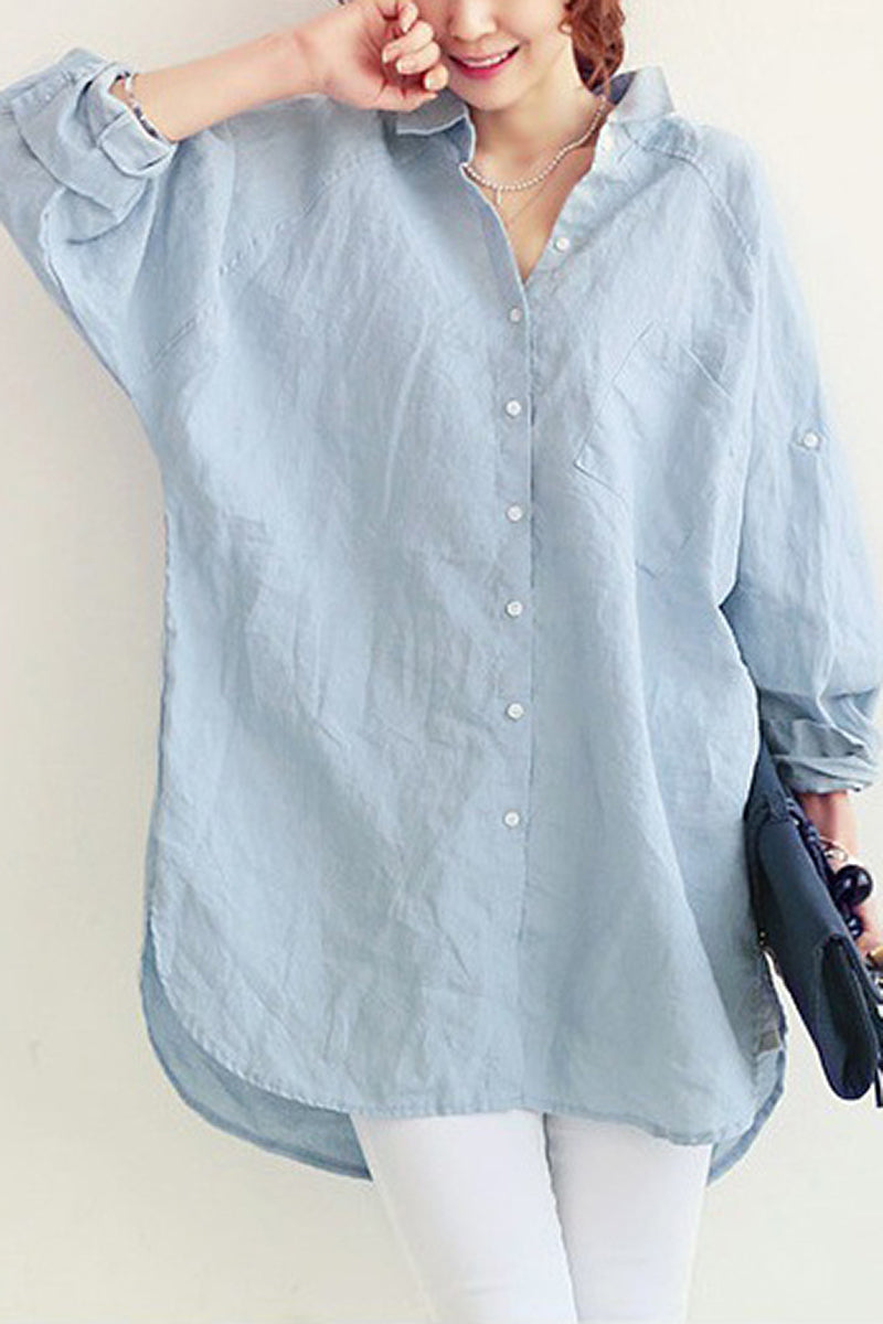 Emma - Hemelsblauw Linnen Overshirt