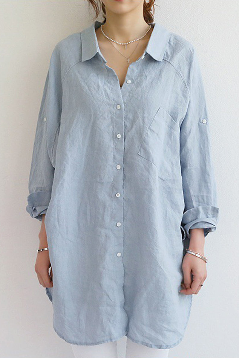 Emma - Hemelsblauw Linnen Overshirt