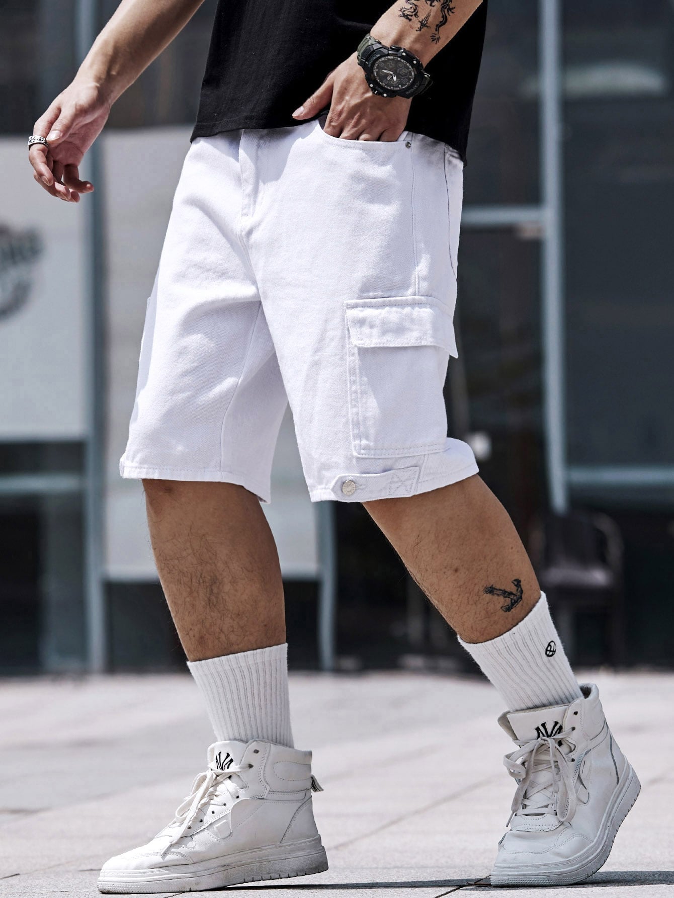 Stijlvolle Witte Denim Shorts - Perfecte Pasvorm met Zakken