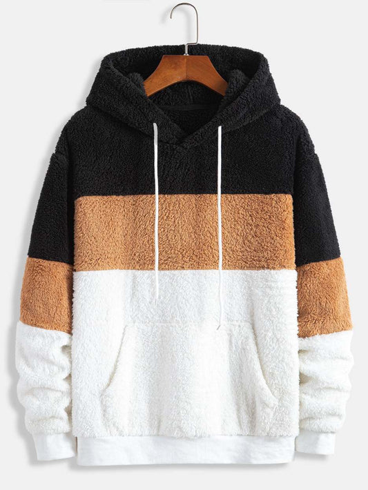 CozyChic Kleurblok Teddy Hoodie: Stijl Ontmoet Comfort!