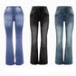 Retro-Chique Bell Bottom Jeans met Unieke Zijknoopjes