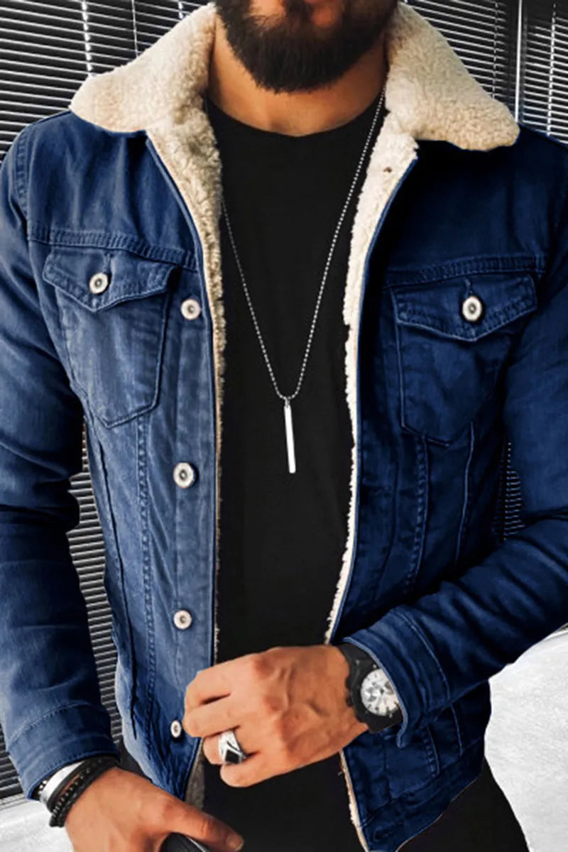 Gevoerd Denim Jack met Stiksel - Stijlvol Winter Essential!