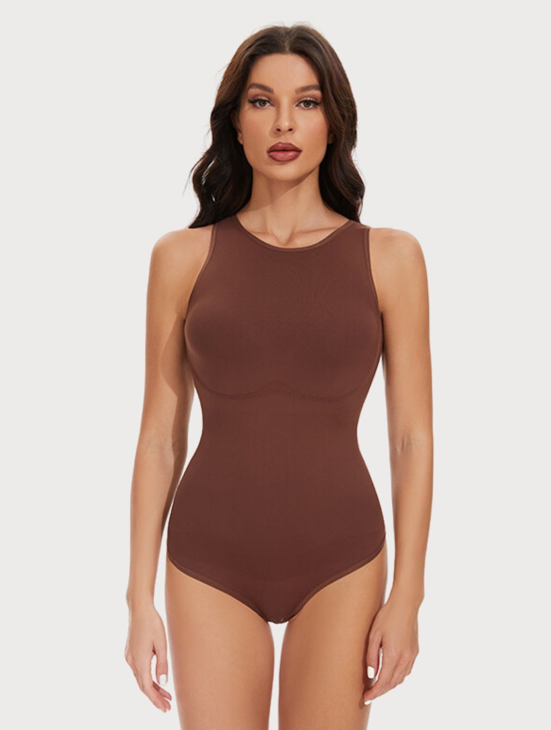 Nina - Beige Ronde Hals Bodysuit