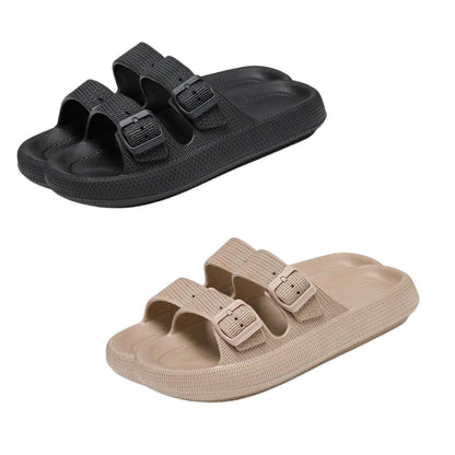 Lara - Duo Pakket Anatomische Sandalen met Verstelbare Bandjes in Zwart en Khaki