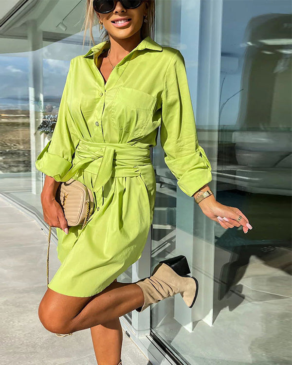 Neon Groene Lange Shirtjurk - Jade