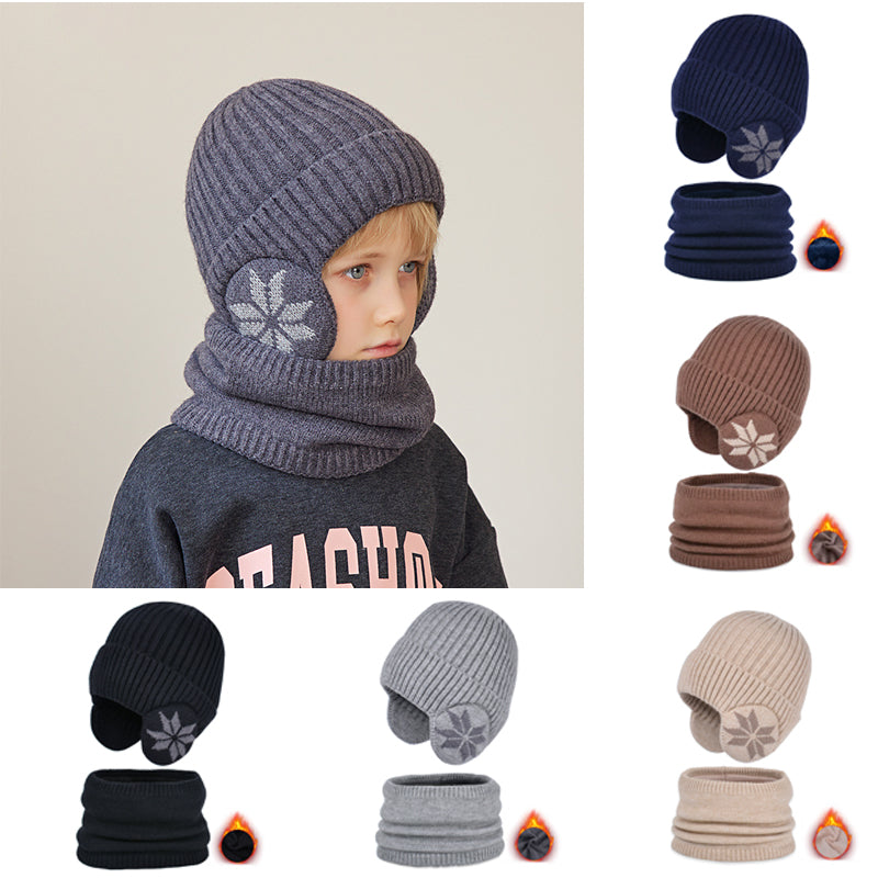 CozyKidz: Luxe Fleece Gevoerde Wintersjaal & Gebreide Muts Set voor Kinderen