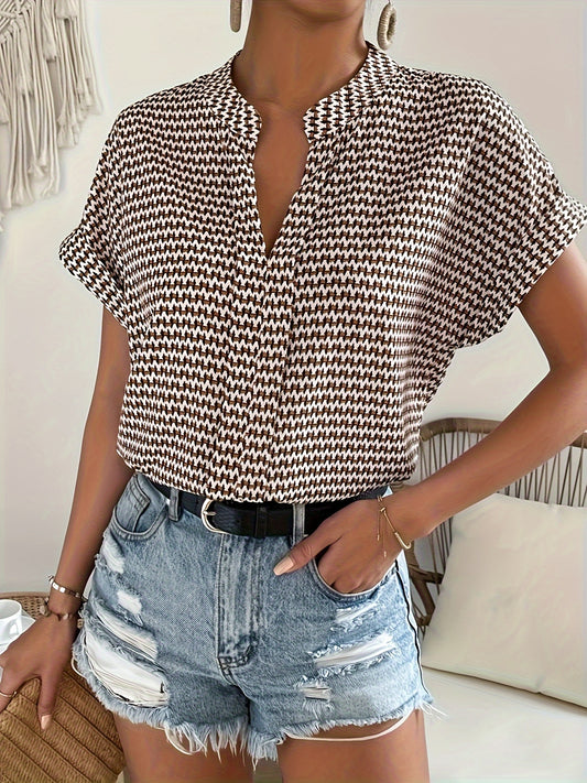 Khaki Print Blouse - Lisa