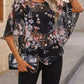 Zwarte Bloemenprint Asymmetrische Blouse - Noor