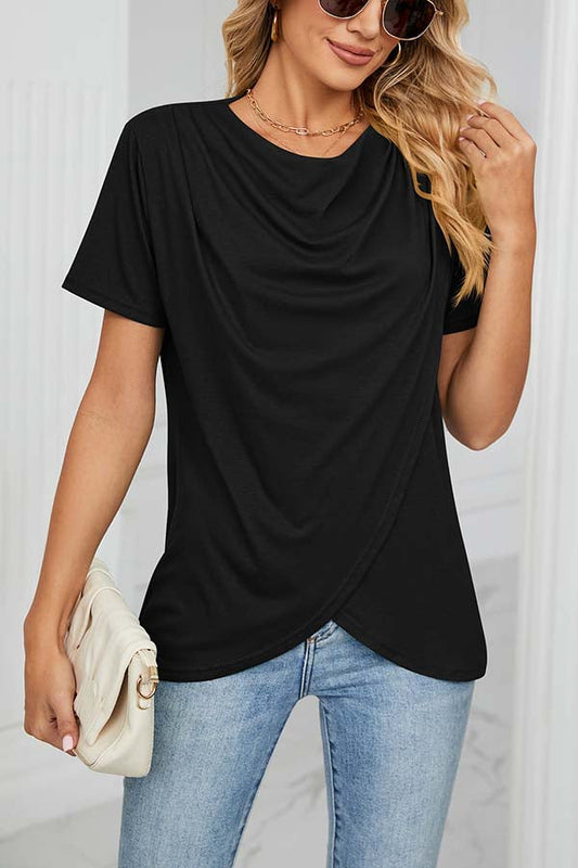 Chique Halswikkel T-shirt – Casual Elegantie