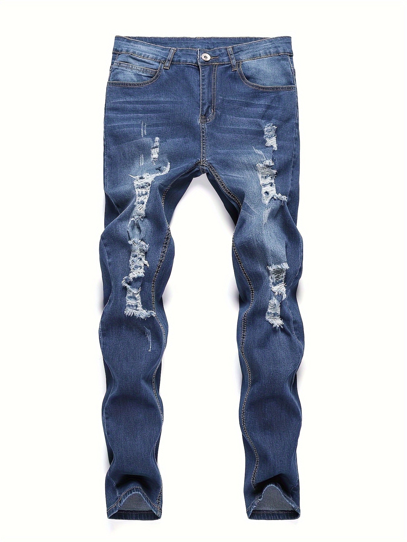 Slim Fit Gescheurde Jeans Lichtblauw - Alex