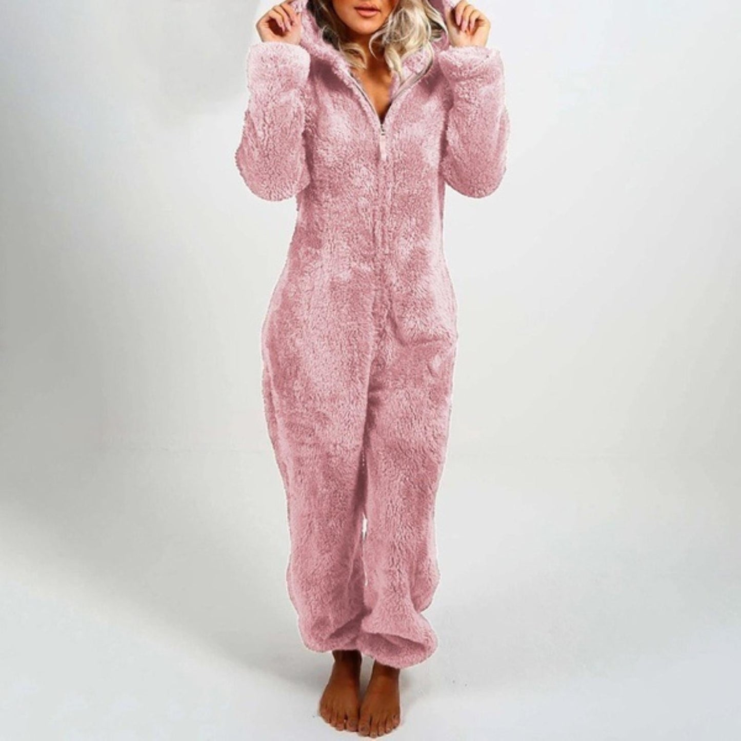 Grijze Hooded Bodysuit Pyjama - Edwina