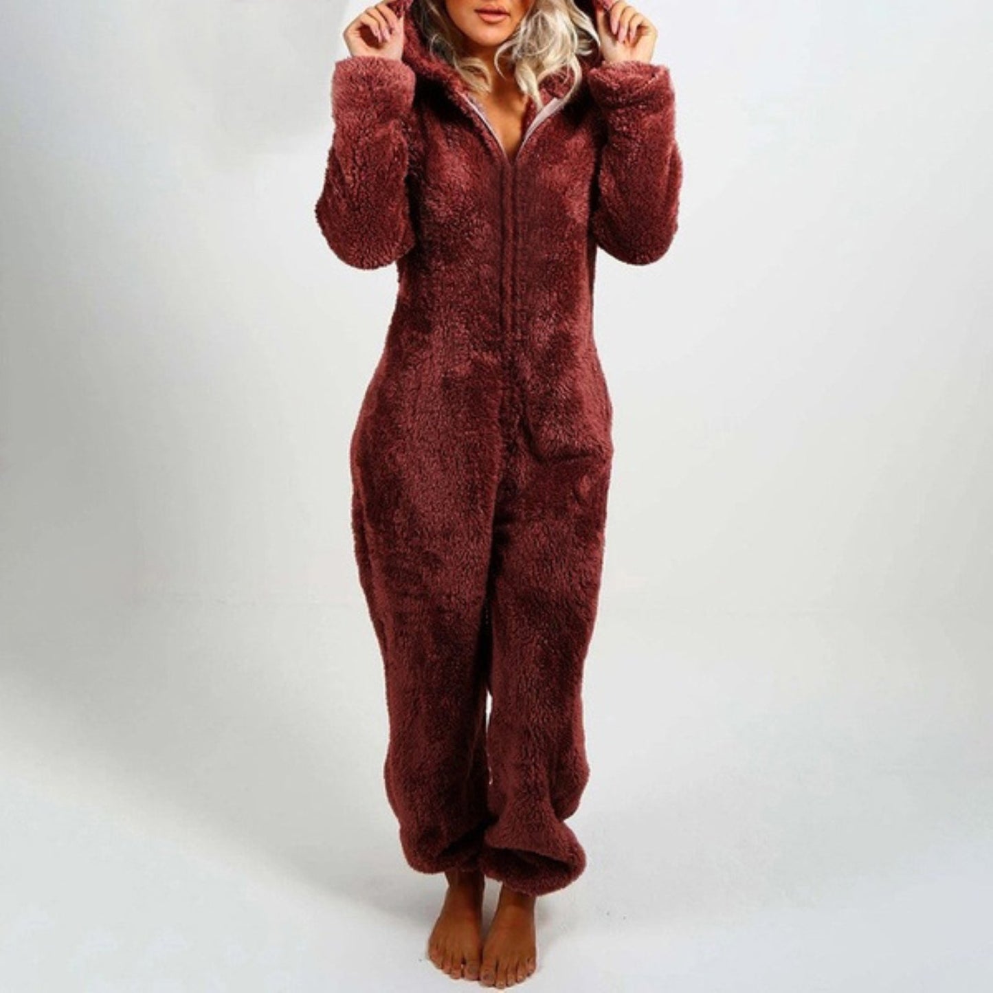 Grijze Hooded Bodysuit Pyjama - Edwina