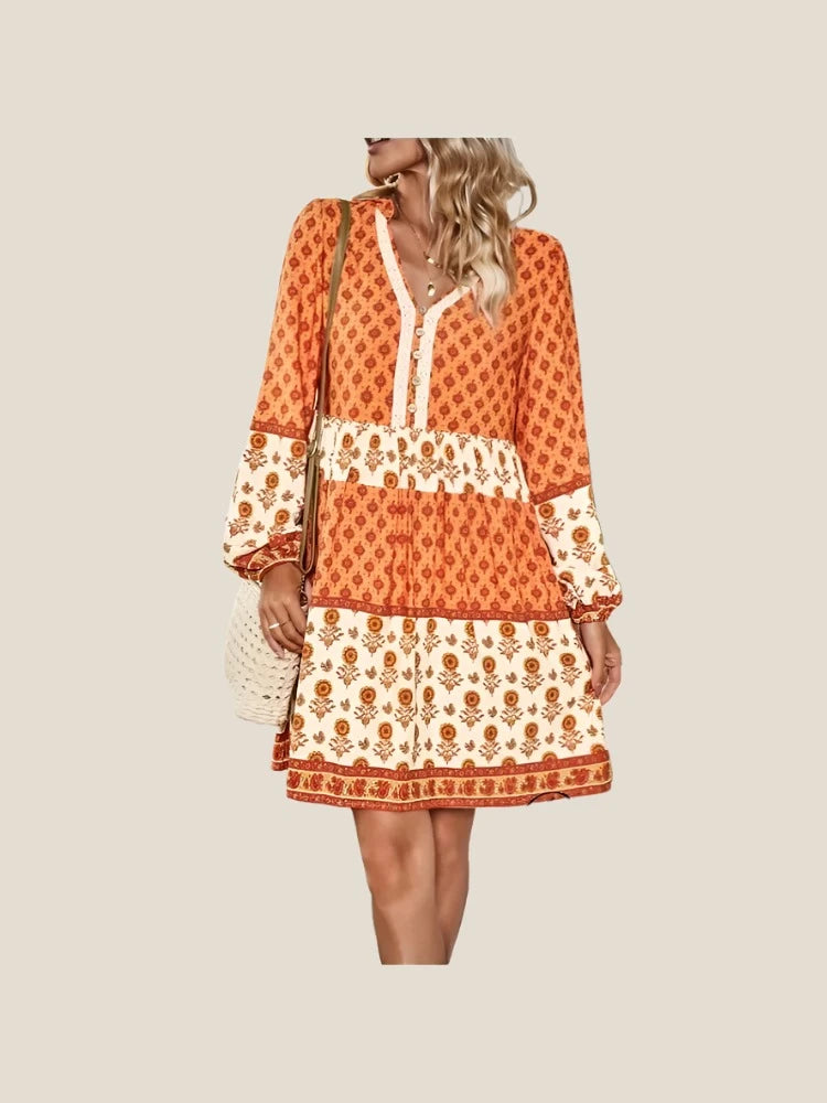 Oranje Bohemien Herfstjurk - Elaina