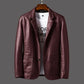 Elegante Cognac Lamsvacht Leren Blazer: Leid met Stijl