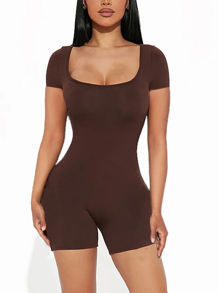 Hollye - Stijlvolle Koffiebruine Bodycon Jumpsuit