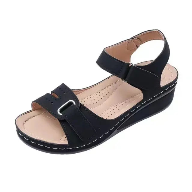 Zwarte Zachte Instap Sandalen - Sophia