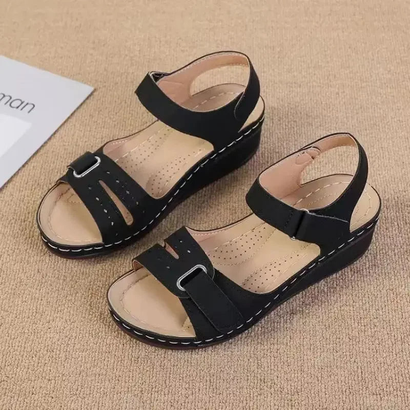 Zwarte Zachte Instap Sandalen - Sophia