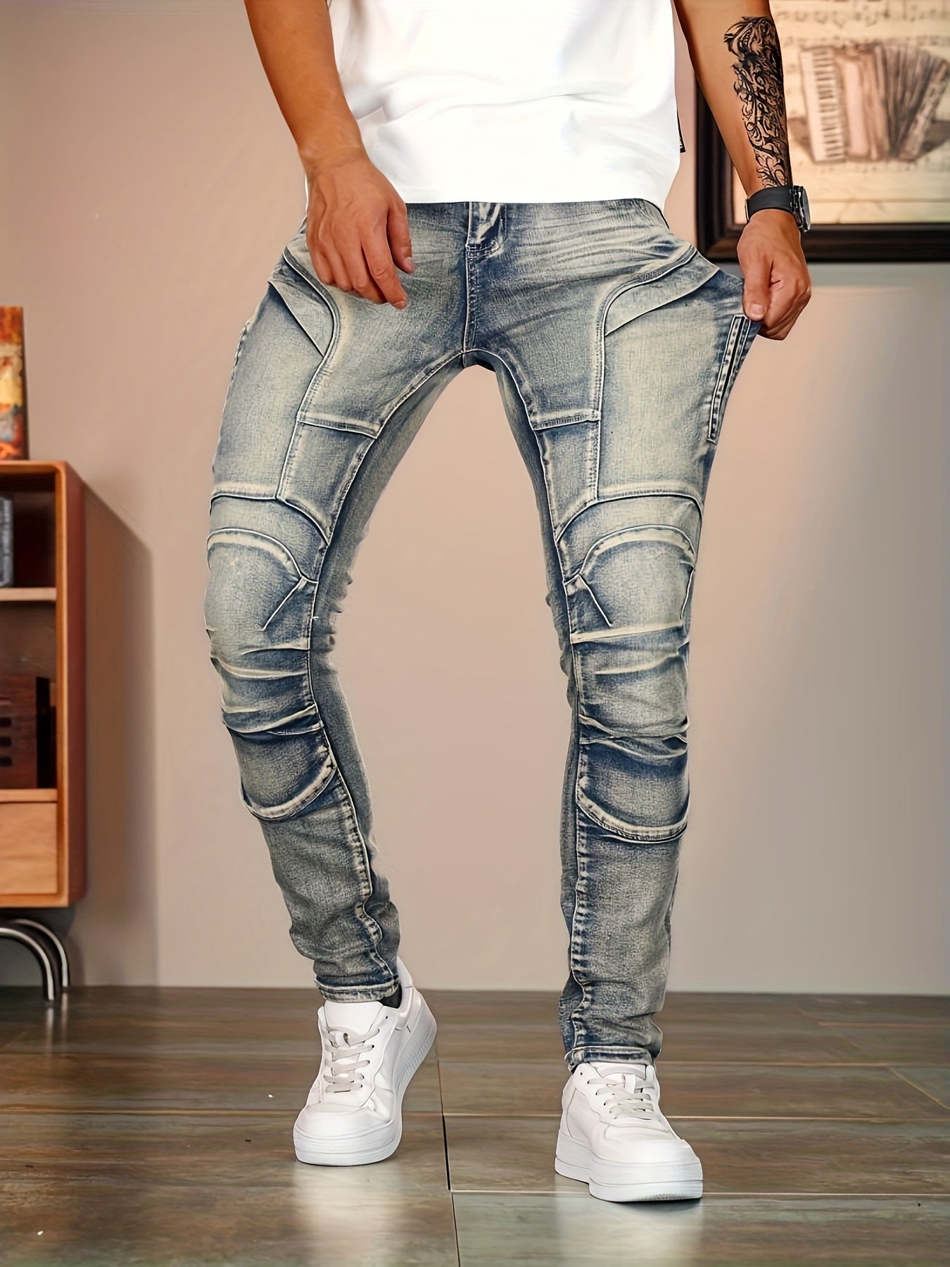 Staalblauwe Skinny Jeans - Max