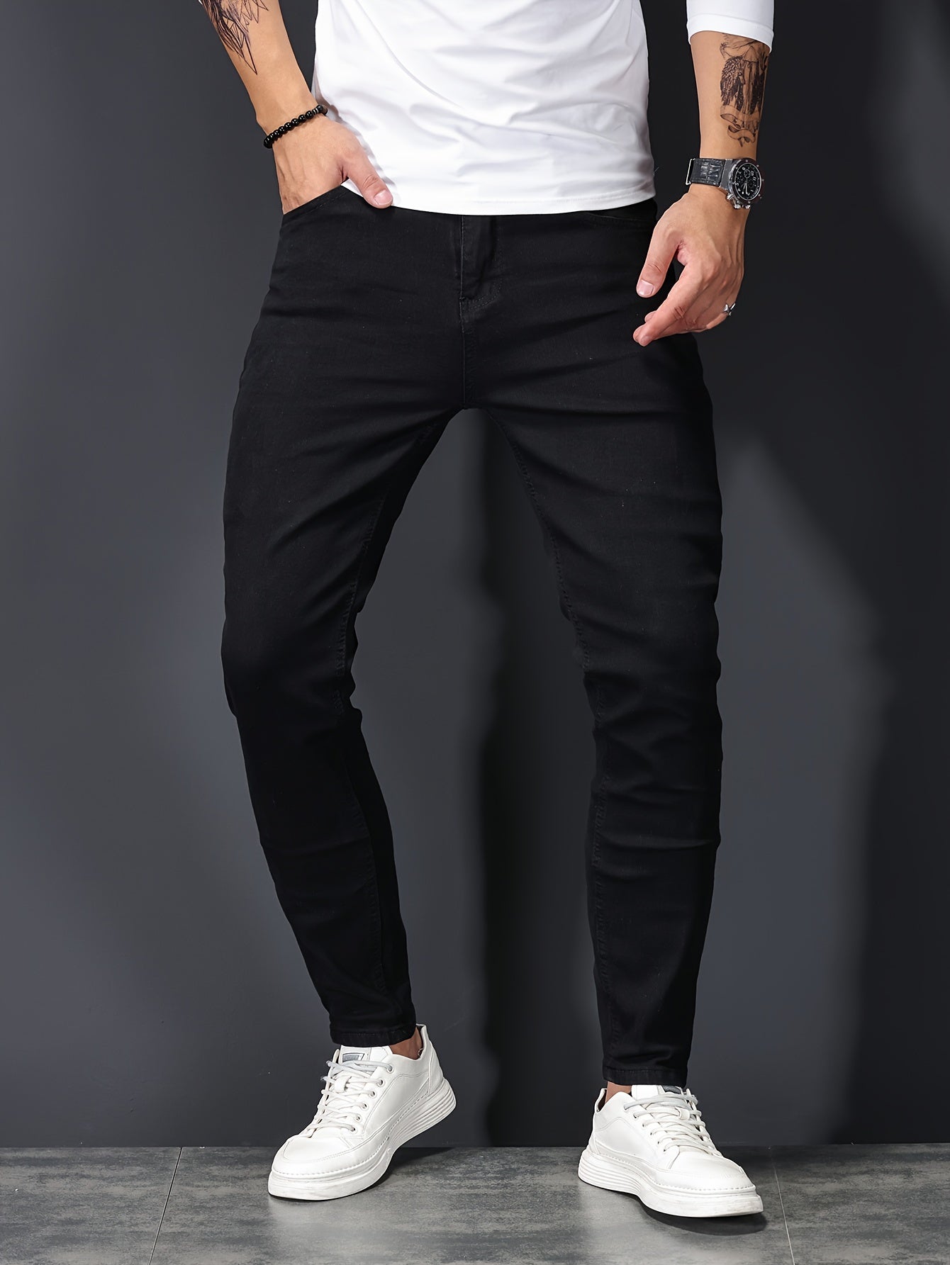 Slim Fit Gescheurde Jeans Blauw - Leo