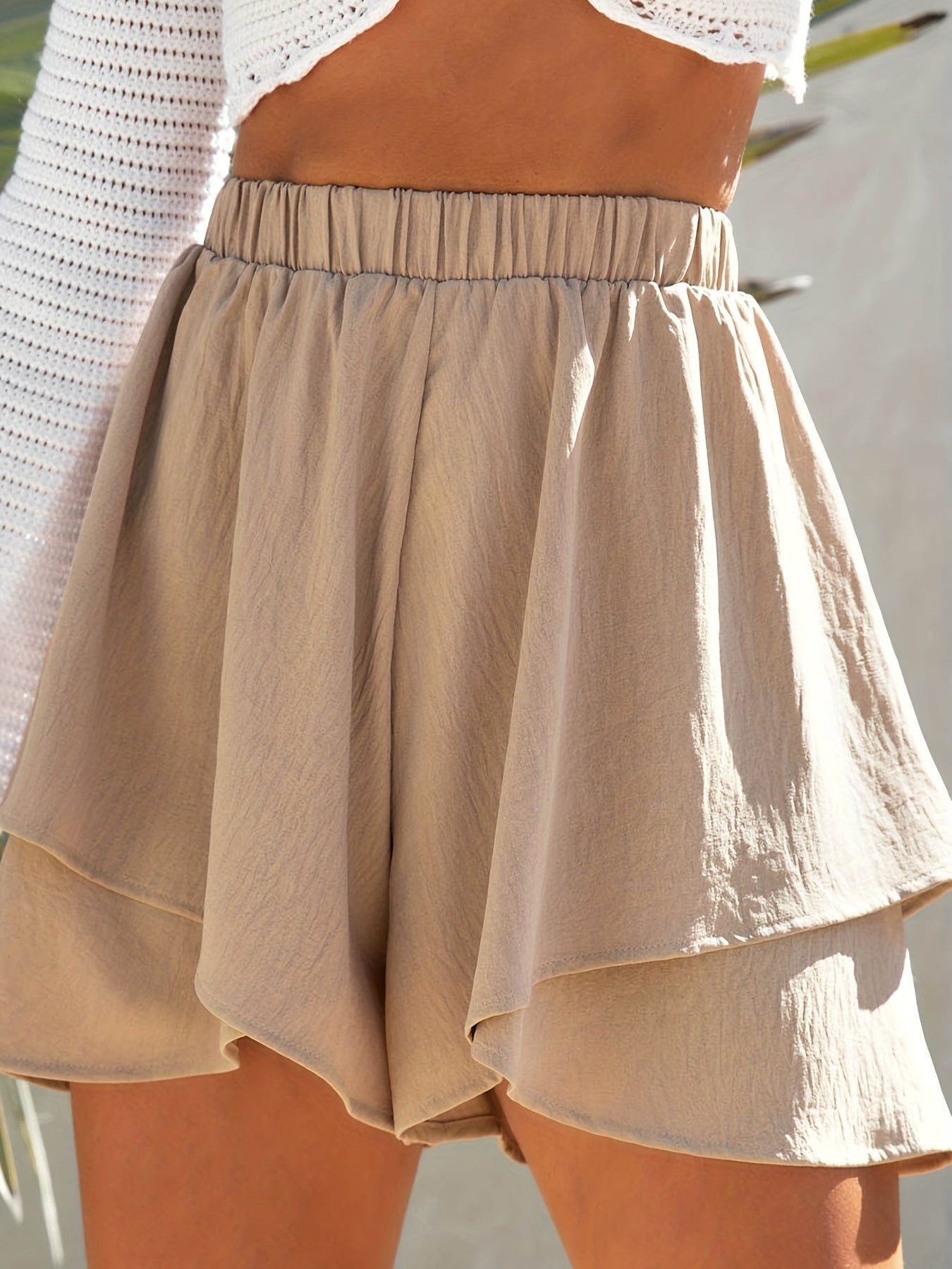 Khaki Ruffle Shorts - Faye