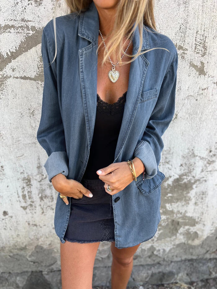 Trendy Denim Casual Suit Jacket