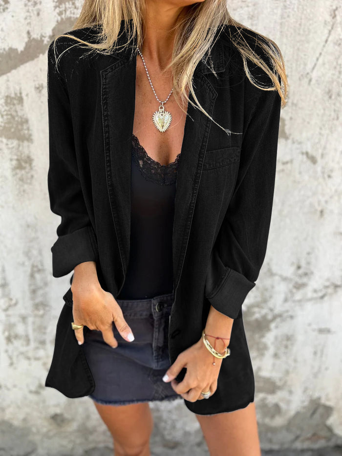 Trendy Denim Casual Suit Jacket