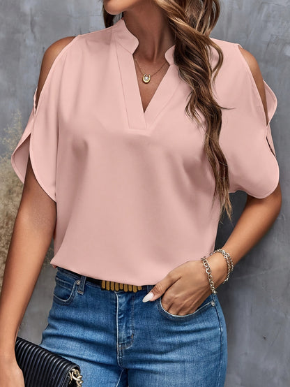 Roze Elegante Splitmouw Blouse - Mila