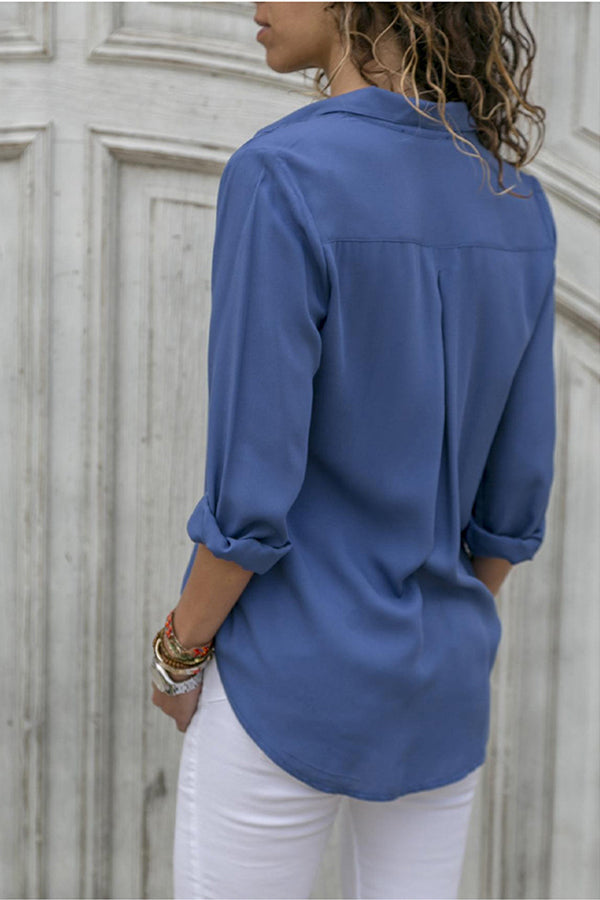 Stijlvolle Casual Polyester Blouse: Lange Mouwen & Losse Pasvorm