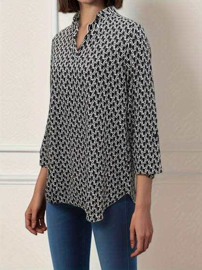 Zwarte Print Blouse - Noor