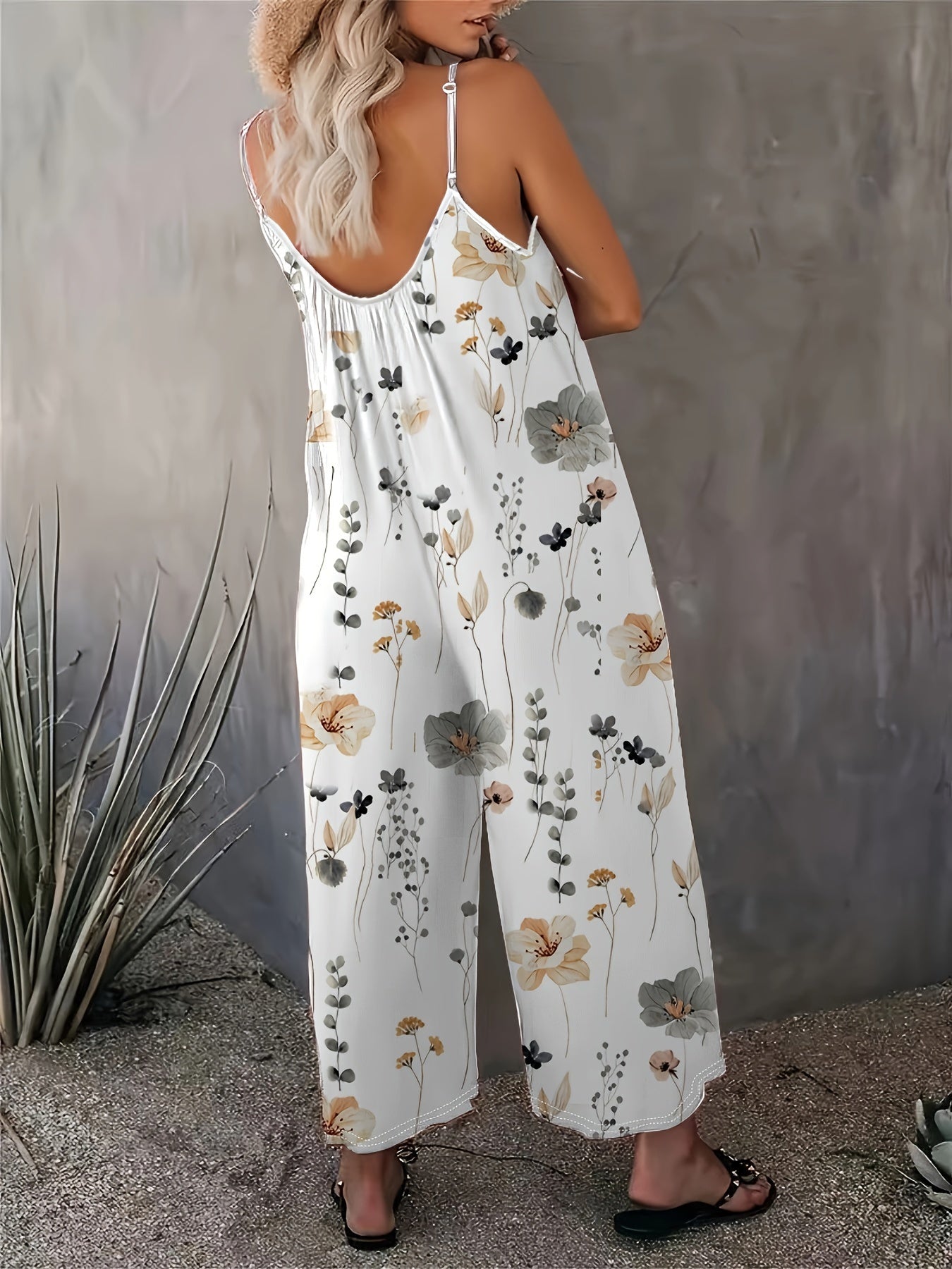 Witte Bloemenprint Cami Jumpsuit - Fleur