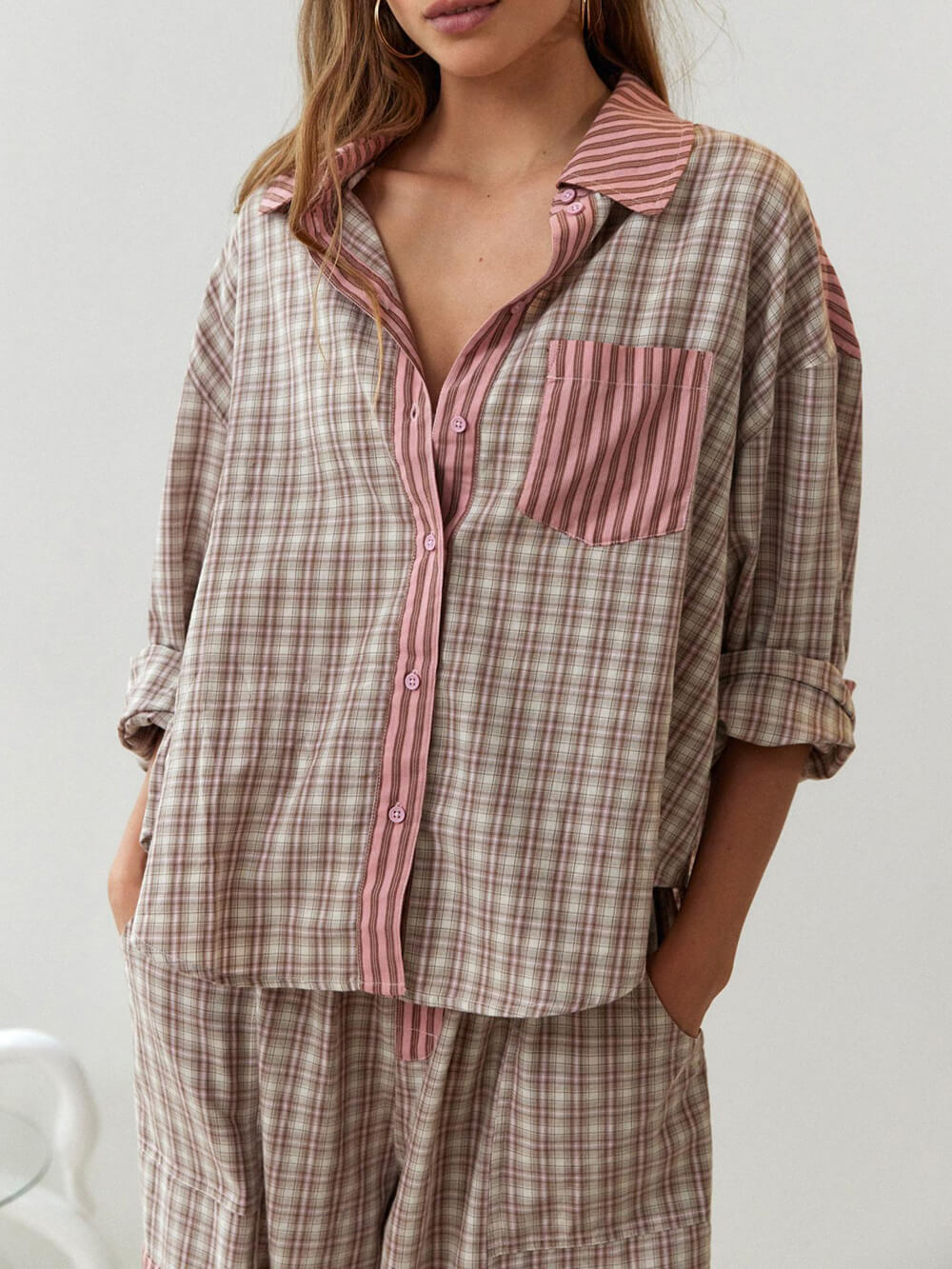 Roze Losse Pyjama Set - Sophie