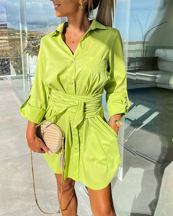 Neon Groene Lange Shirtjurk - Jade