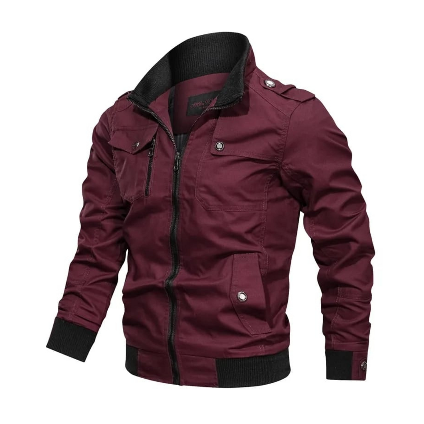 Finesse Winter Mouwen Geritste Jas - Stijlvol Contrast Zak Bomber voor Mannen