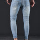 Slim Fit Gescheurde Jeans Lichtblauw - Alex