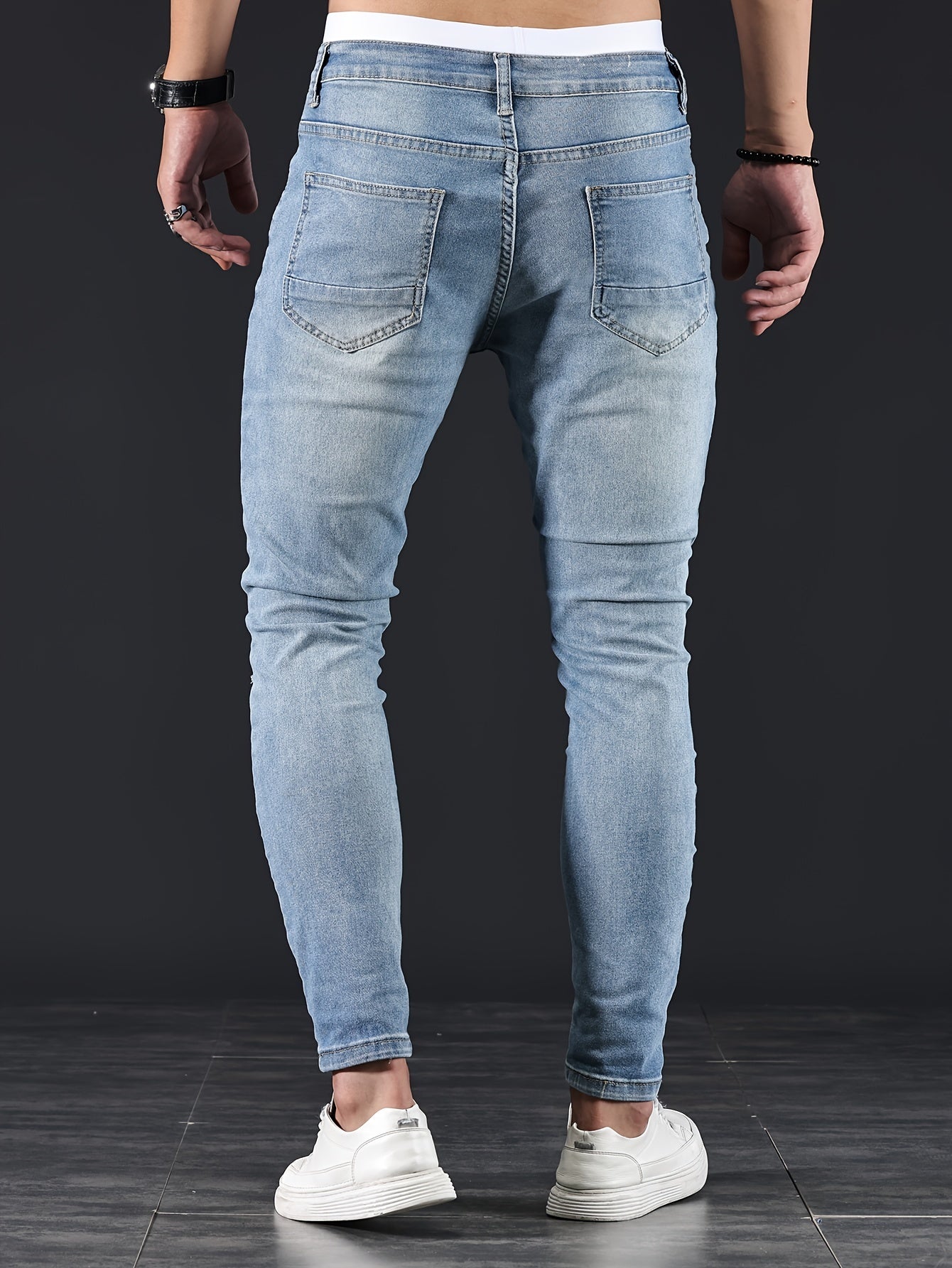 Slim Fit Gescheurde Jeans Lichtblauw - Alex