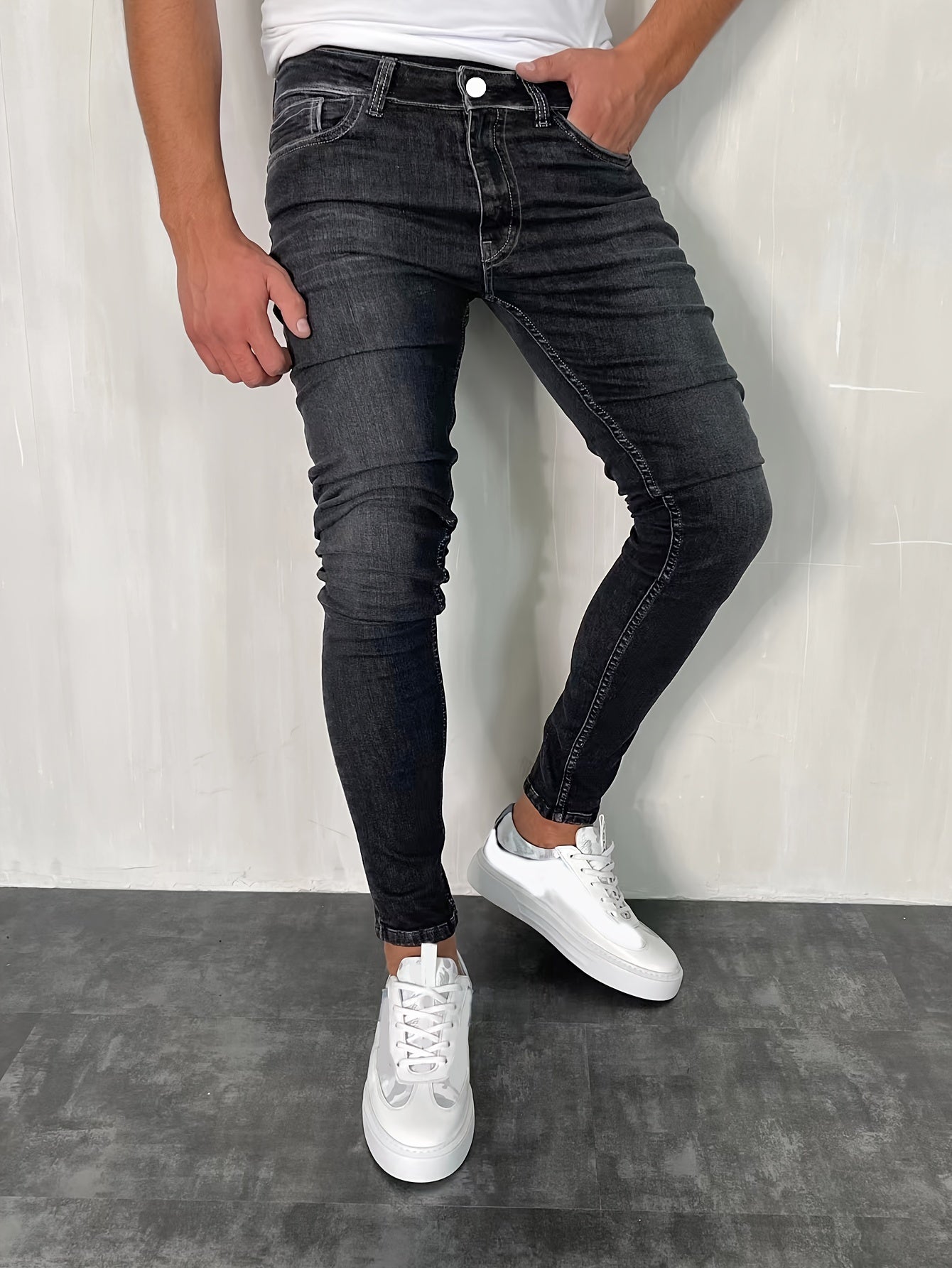 Slim Fit Katoenen Jeans Zwart - Noah